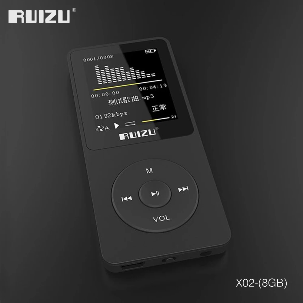 Originalus RUIZU X02 MP3 Grotuvas su 8GB saugojimo 1.8 Colių Ekranas, MIni Nešiojamieji Sporto Mp3 Palaikymas,FM Radijas, E-Knyga,Laikrodis,Diktofonas