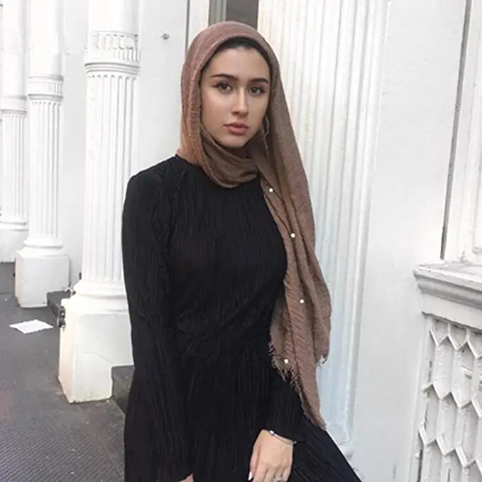 Moterų Klostytas Debesis Hijabs Minkštas Didelis Musulmonų Turbaną Galvos Skara Plisuotos Ilgai Skaros Zawalcowany Perlai Mados Islamo Moterų Apsiaustas