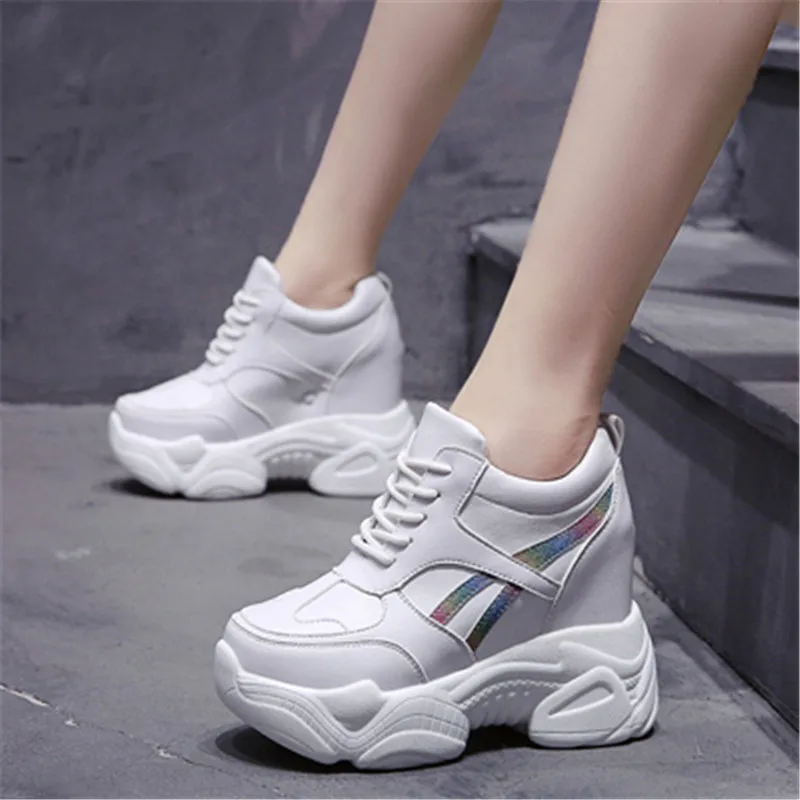 Kvėpuojantis Platforma batų Nėrinių Gilaus batai moterų Kelionės batai pleištai laisvalaikio sportbačiai aukšto kulno batai chaussures femme