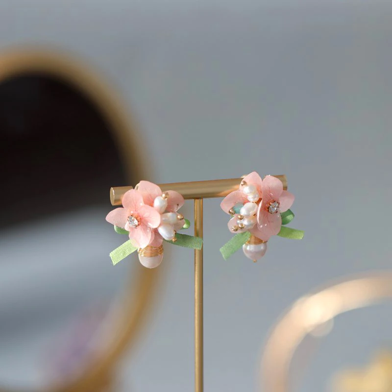 FXLRY Rankų darbo natūralių gėlavandenių perlų Vasaros gėlių stud auskarai naujo dizaino sweety moterų papuošalai