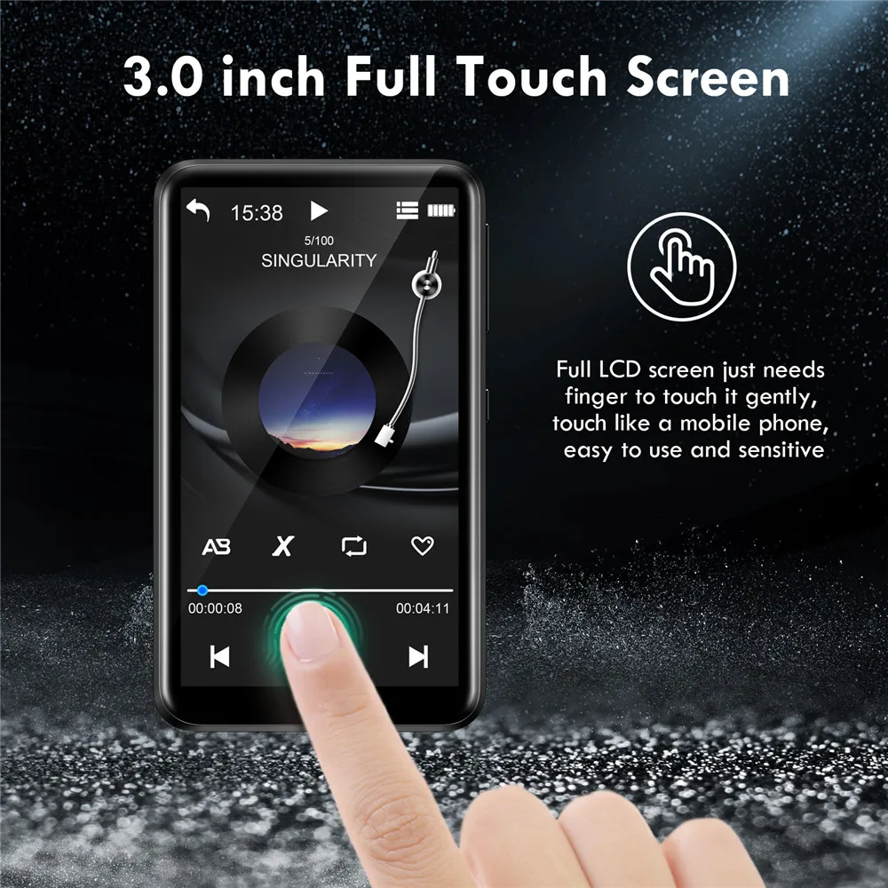Daugiafunkcis 8GB RAM Touch Screen MP3 Grotuvas su Bluetooth, integruotas Garsiakalbis HiFi Muzikos Walkman Radijas, Video, E-Book Skaičiuoklė