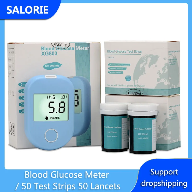 Gliukozės Matuoklis Glucometer Rinkinys Cukraus kiekis Kraujyje Stebėti, 50pcs tyrimo Juostelių Kraujo Lancetai Cukraus Stebėti Medicinos Diabeto Testeris