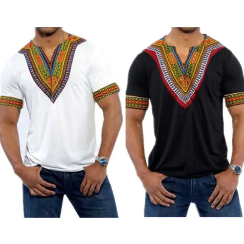 Mados Mens Vasaros Trumpomis Rankovėmis T Shirts Afrikos Genčių Marškinėliai Vyrams Dashiki Spausdinti Glaustas Hipių Viršuje Atsitiktinis Tee Viršuje Drabužiai