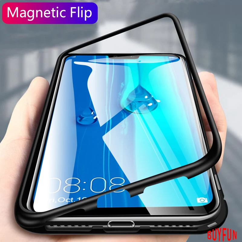 BUYFUN Magnetinio Flip Case For Huawei Y9 2019 9Y Telefono dėklas Atgal Padengti Grūdinto Stiklo Screen Protector Apsauginės Funda Coque Už