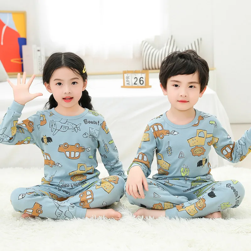 Rudenį Bamblys Kūdikių Berniukų Medvilnės Pižama Rinkiniai ilgomis Rankovėmis marškinėliai+Kelnės Kelnių Mergaičių Drabužių Sleepwear Pižamos Vaikams, Kūdikių Pijama