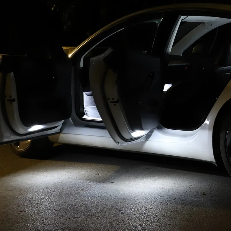2vnt Skirti Tesla Model 3 X S-2018 M. Aksesuaras Automobilio LED Durų Apšvietimas Kamieno Įkrovos Kojoms Lempos, daiktadėžės Lemputė Apšvietimo