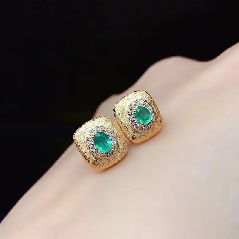 KJJEAXCMY fine jewelry gamtos Smaragdas 925 sterlingas sidabro klasikinis mergina brangakmenio auskarai naujų Ausų Smeigės paramos bandymų su dėžute