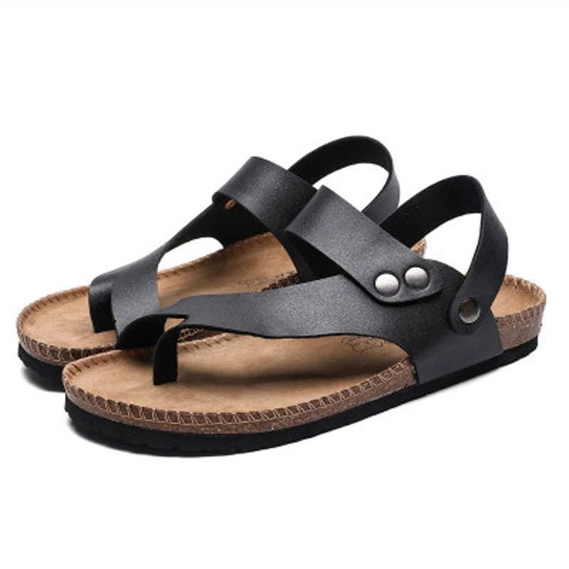 Mados tendencija šlepetės moterų vasarinės šlepetės pora kamštienos paplūdimio korėjos pin-up oda balta juoda sandalai