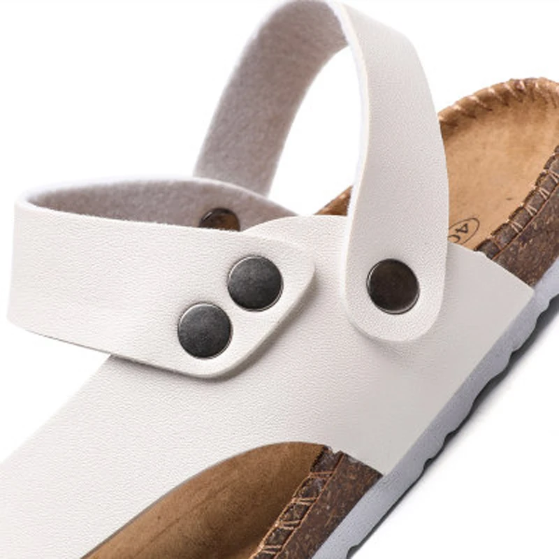 Mados tendencija šlepetės moterų vasarinės šlepetės pora kamštienos paplūdimio korėjos pin-up oda balta juoda sandalai