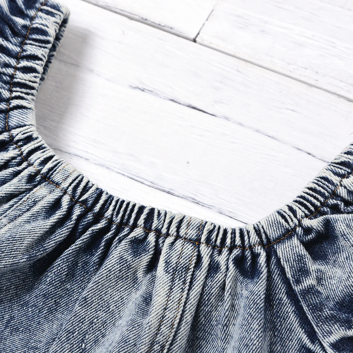 Mergaičių drabužiai Europos, Amerikos vėjo įtrauktas džinsai megztinis vientisų atidarykite maišelį netaisyklingai pritvirtintas diržas šortai dviejų dalių komplektas 1Y-6Y