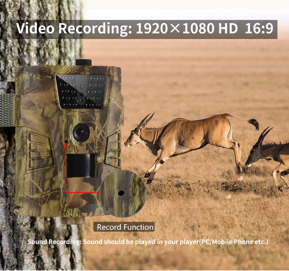 12MP 1080P Takas Medžioklės Kamera Wildcamera Laukinių Priežiūros HT001B Naktį Versija Gyvūnijos Skautų Fotoaparatai, Foto Spąstus Kelio
