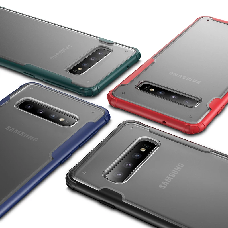 Skaidrus Aišku, galinis Dangtelis Telefono dėklas Samsung Galaxy S10 Pastaba 10Plus Ultra Plonas Matt PC su Guminiais TPU atsparus smūgiams Atveju