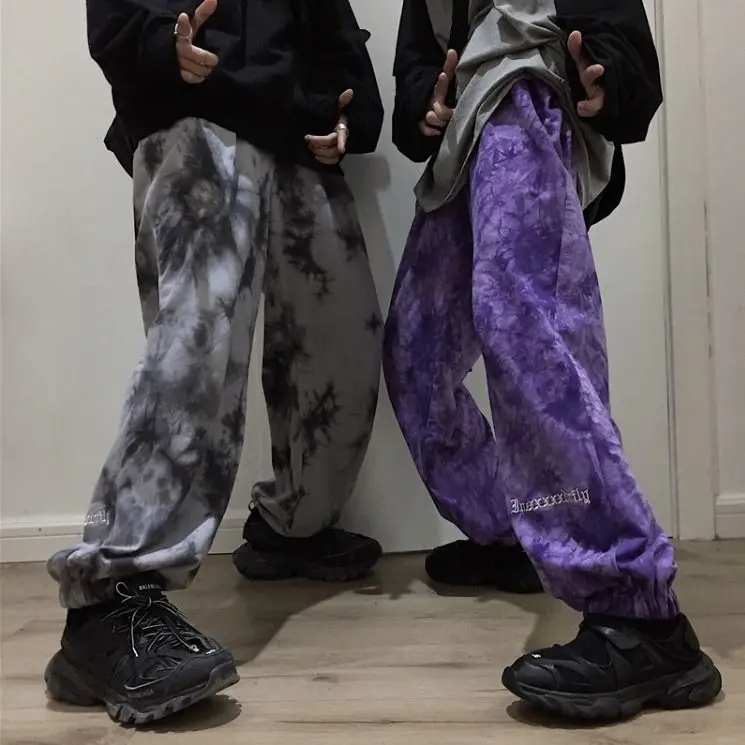NiceMix Elastinės Juostos Prarasti Haremas Siuvinėjimo Kaklaraištis Dažų Kontrastas Jogger Ziajać Moterų Žmogus Streetwear Korėjos Harajuku Punk Hip-Hop