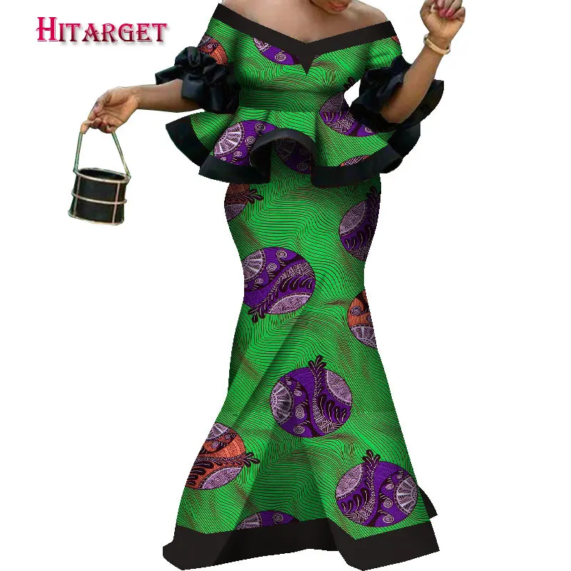 2021 Afrikos moterų suknelė Šalis suknelė, Viršus + Sijonas 2 vnt daugiaspalvė suknelė Ankara Tradicinių drabužių Stebėjimo dresswy8529