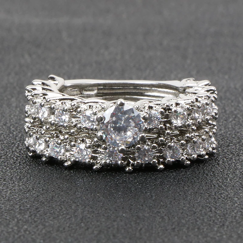 BIJOX ISTORIJA elegantiškas 925 sterlingas sidabro moterų žiedas su AAA cirkonis brangakmenių 2 in 1 papuošalai, žiedai, vestuvių dalyvavimo šalies