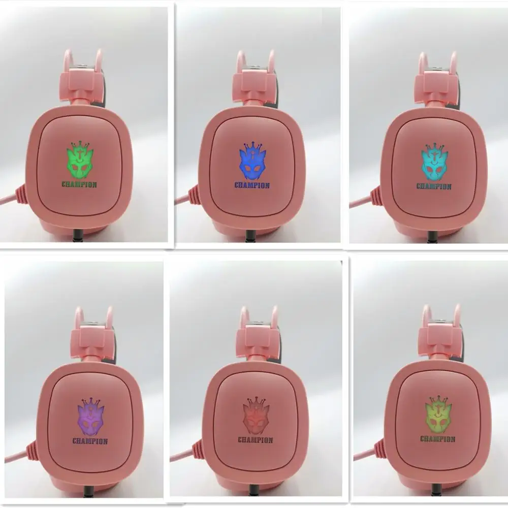 LED Rožinis Žaidimų Ausinės 3,5 mm Laidinio Ausinės, Spalvinga Žaidimų Ausinės su Mikrofonu Mergina Rankų Telefono Nešiojamas PS4