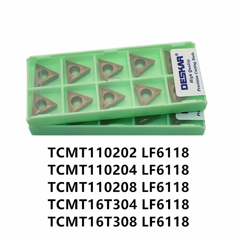 10VNT TCMT110204 LF6118 / 110208 / 16T304 / 16T308 LF6118 CNC tekinimo staklės priemonė nerūdijančio plieno karbido įterpti