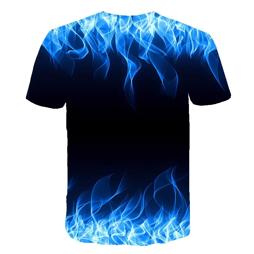 Vaikų Drabužiai Mėlyna Liepsna marškinėlius Berniukai 3d Print t-shirt Vaikams Laisvalaikio Top Anime Camiseta Streatwear Trumpas Rankovės vaikams Marškinėlius