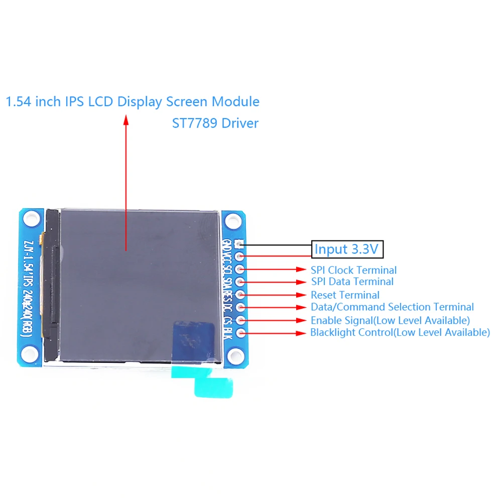 RGB TFT LCD Ekranas Modulis ST7789 Vairuotojo 240*240 3.3 V IPS LCD 1.54 colių SPI 240x240
