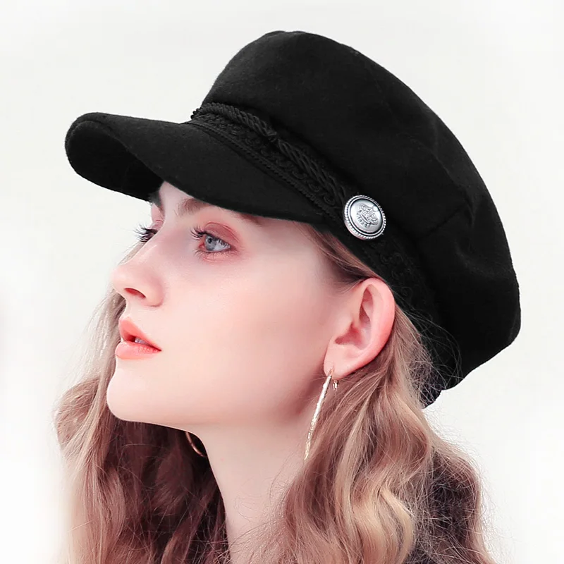 2020 Tendencija Žiemos Skrybėlės Moterims prancūzų Stiliaus Vilnos konditerinis Berniukas Skrybėlę Naujas Cool Moterų Beisbolo kepuraitę Skydelis Juoda Skrybėlę Gorras Casquette