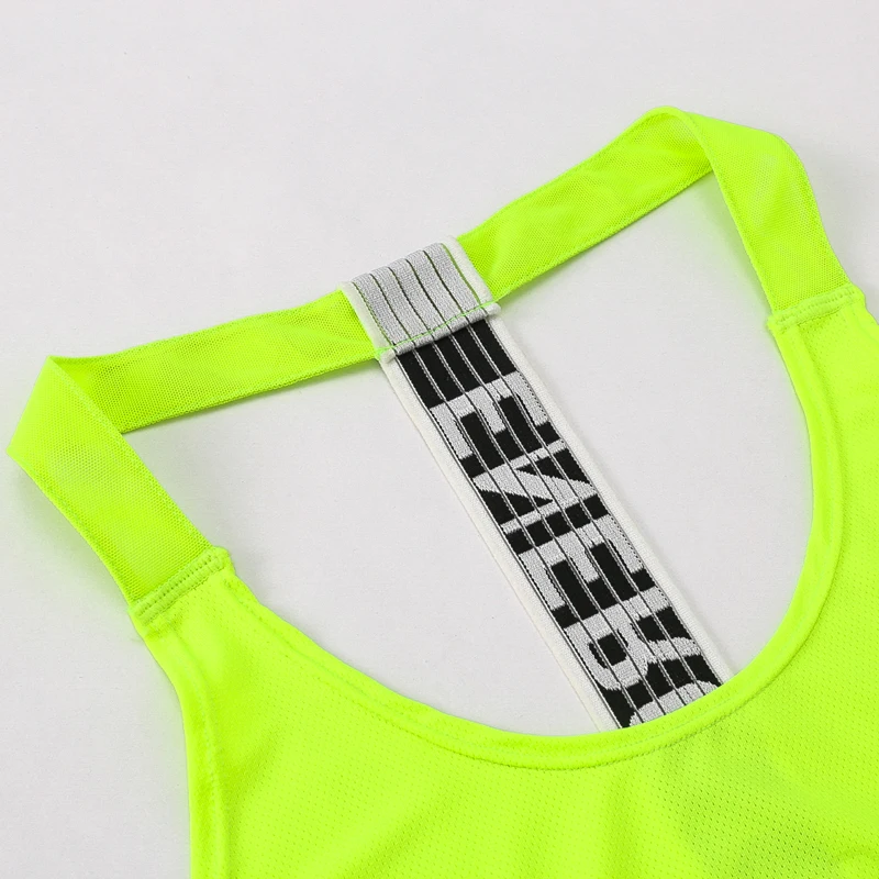 EB.MS Sportas tankų Moterų Prarasti Atletiškas Marškinėliai T-Atgal Su Mados Laišką, kuriame Veikia Bakas Juoda Balta fluorescencinė Jogos Viršų