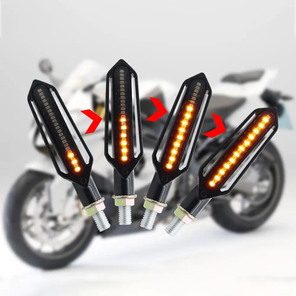 Gintaro Motociklo Posūkio Signalai, Šviesos diodų (LED) Tekančio Vandens Mirksinčios Šviesos Motociklų Indikatorių Rodikliai raudona stabdžių žibintas DRL Withe