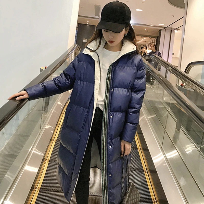 Žiemos Ilgos Striukės Paltai Moterims 2020 Korėjos Stiliaus Šiltas Šuo-Švarkai Atsitiktinis Mėlyna Femme Parkas Rudenį Balti Moterų Drabužiai