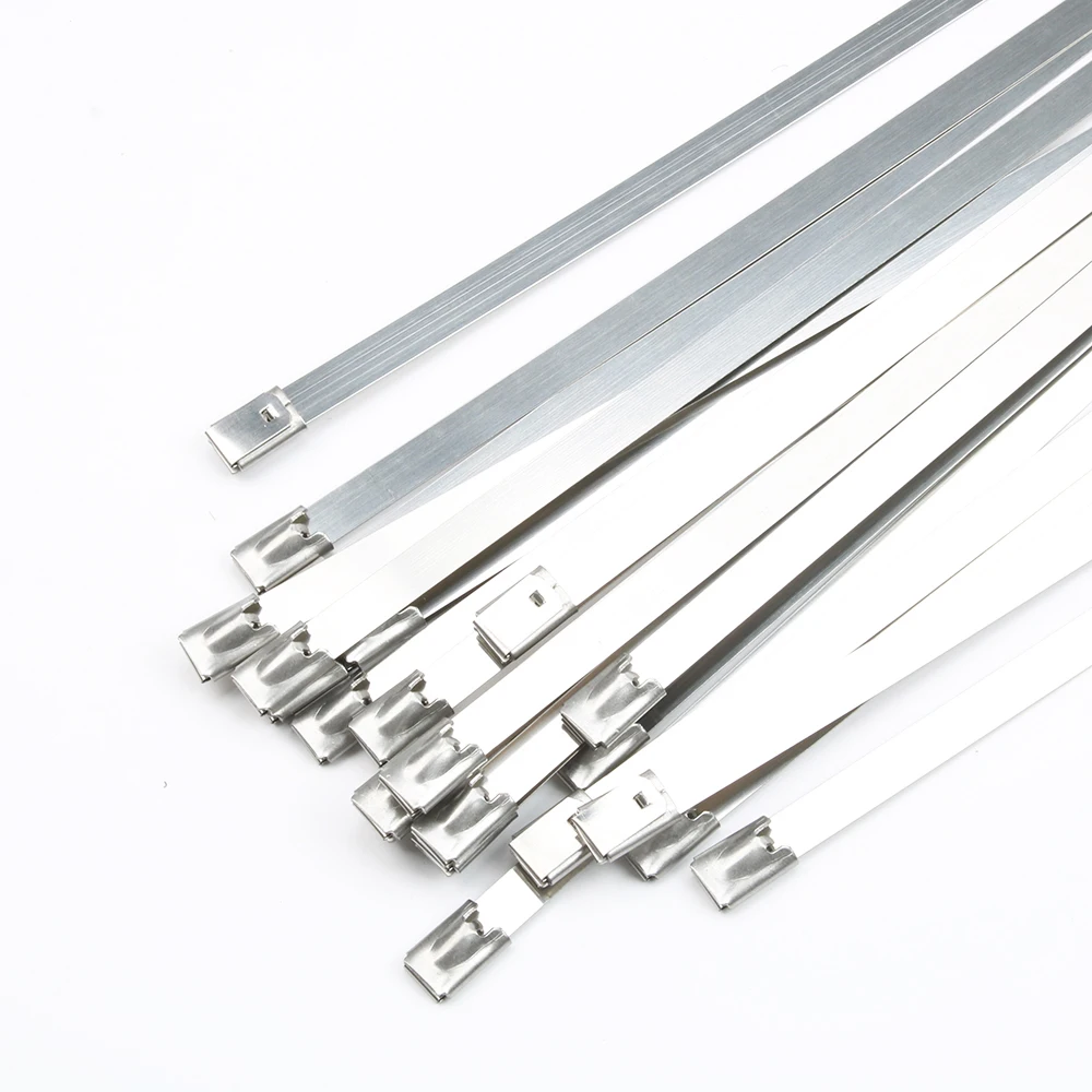 100VNT 4.6 mm, plotis Savaiminio Fiksavimo Nerūdijančio Plieno vielų metalo kabelinių ryšių savarankiškai Užraktas kaklaraištis wrap zip ryšių 4.6x150 SS201