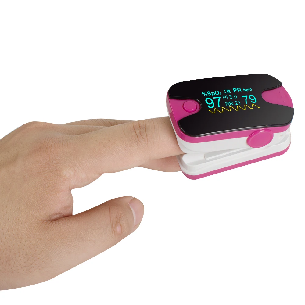 Sveikatos Stebi, Rose Pink, OLED Ekranas Piršto Pulse Oximeter Kraujo Deguonies SPO2 PR PI Kvėpavimo ritmo Monitorius