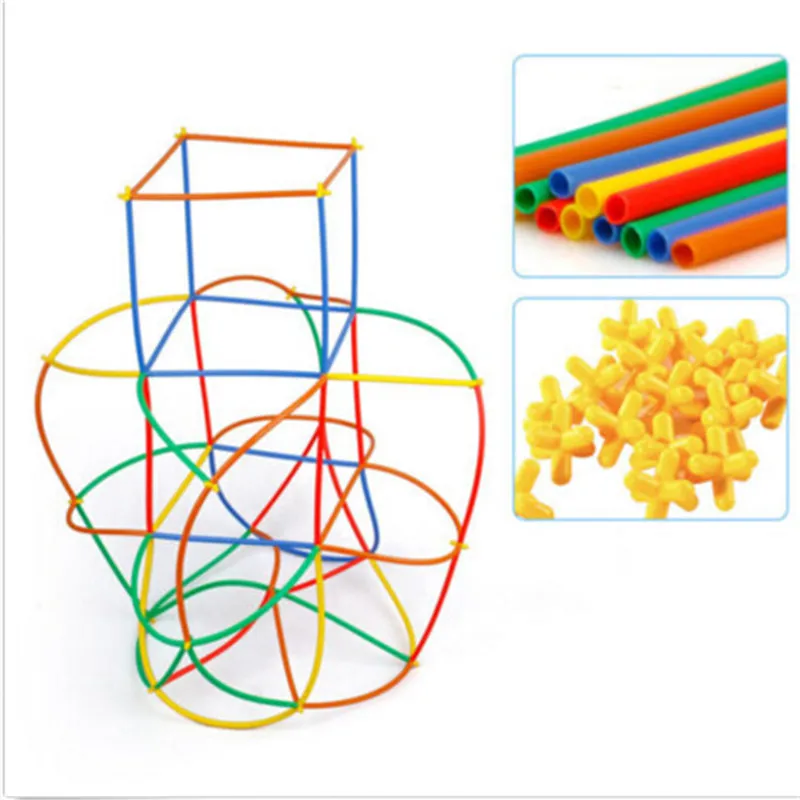 1set Surinkti Blokai Žaislas Vaikams Švietimo Spalvingas Plastiko Šiaudų Kovoti Įdėta Blokai Kalėdų Dovana