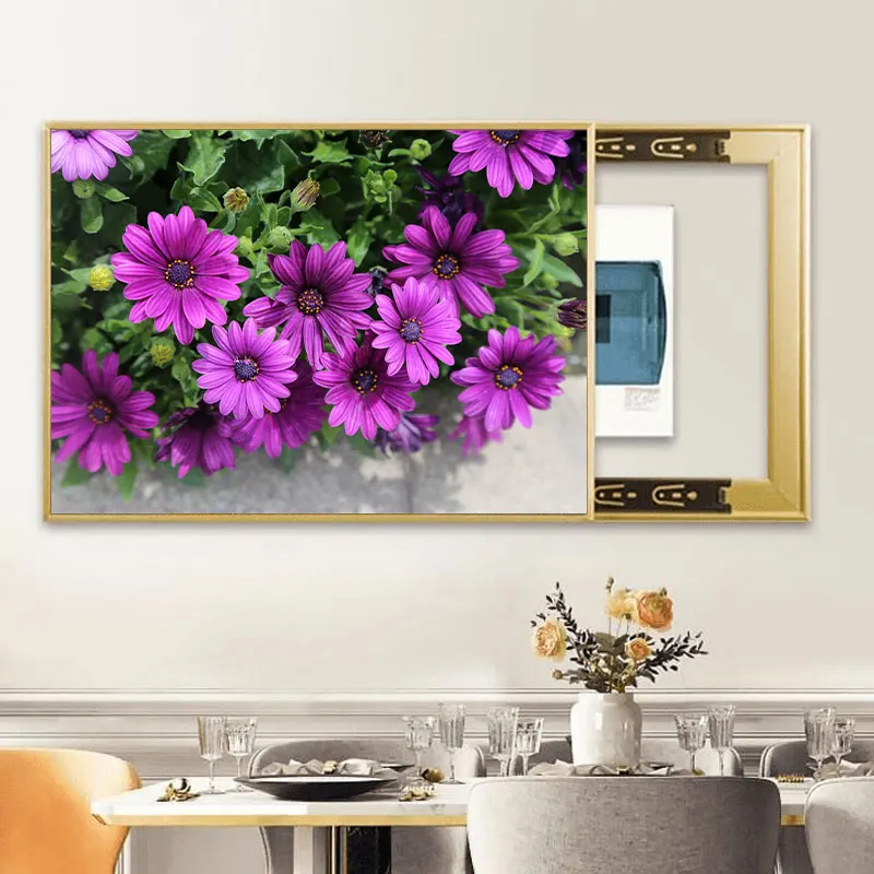 40cmx30cm Violetinė gėlių modelio metrų dėžutė paskirstymo dėžutės, plytelių šaldytuvas spinta, spintos stumdomos durys, PVC sienų lipduko