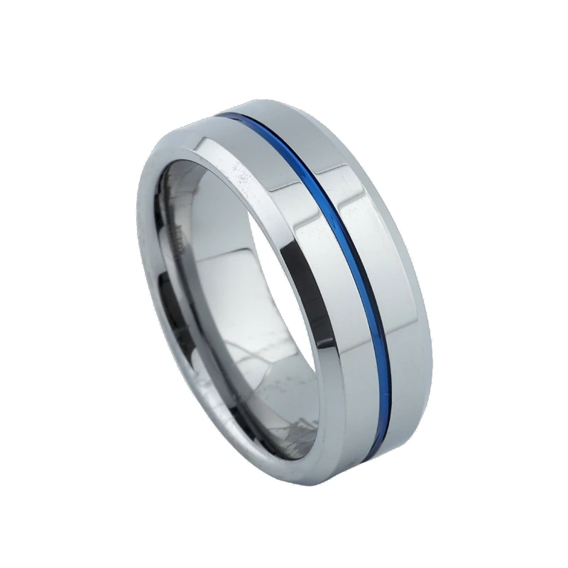 8MM Mėlyna Volframo Karbido vestuviniai žiedai vyrams ir moterims pirštu, papuošalai, vyrų porų santuokos jubiliejų Aljansų dovana