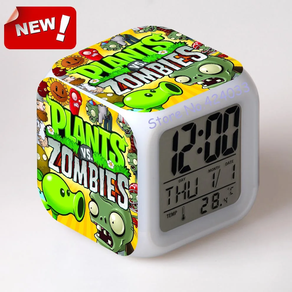 Augalai VS Zombies Žadintuvas Led Šviesos 7 Spalvų Keitimas Cool Dalykėlių Siųsti Aikštėje Lentelė Projekcija Laikrodis Plastiko Skaitmeninis