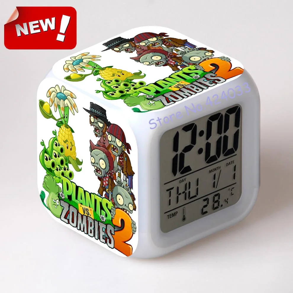 Augalai VS Zombies Žadintuvas Led Šviesos 7 Spalvų Keitimas Cool Dalykėlių Siųsti Aikštėje Lentelė Projekcija Laikrodis Plastiko Skaitmeninis