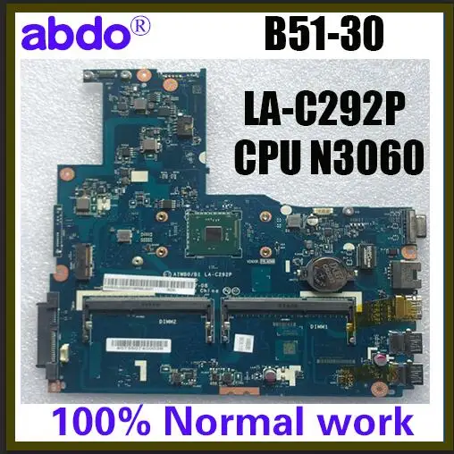 Lenovo B51-30 AIWBO/B1 LA-C292P Nešiojamojo kompiuterio pagrindinė plokštė CPU N3060 DDR3 (su pirštų atspaudų jungtis) Bandymo GERAI