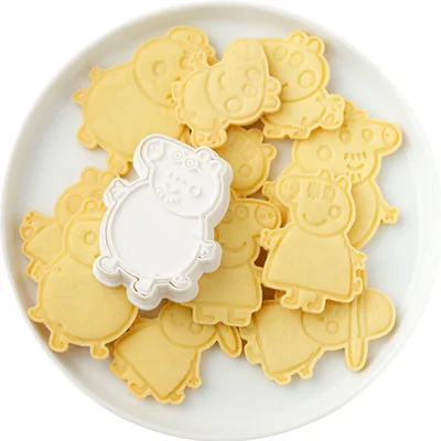 2021 Nauja Peppa Pig Tortas Cookie Cutter Plastikiniai 3D Kepimo Formų Cookie Cutter Nustatyti Animacinių filmų Sausainių Kepimo Įrankiai, Apdailos Įrankiai