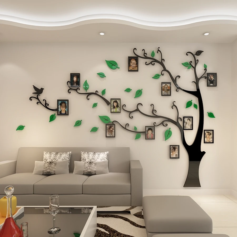 3D Akrilo, Medžio Foto Rėmelis Sienų Lipdukai Krištolo Veidrodį Lipdukus Klijuokite Ant TV Fono Sienos 