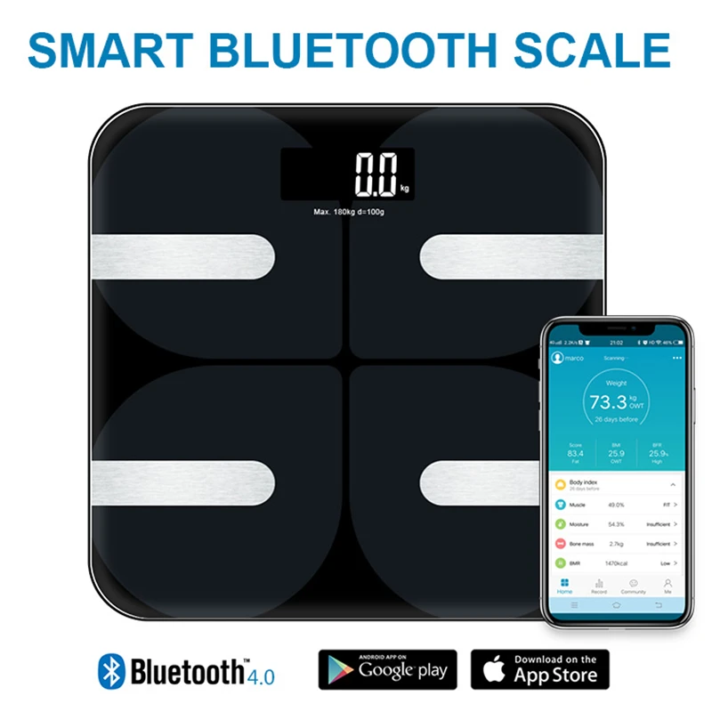 Pažangus Skaitmeninio Masto Kūno Riebalų Masės Balanso Bluetooth Grindų Masto Elektroninių LCD Vonios kambarys Svoris Svarstyklės Connect 