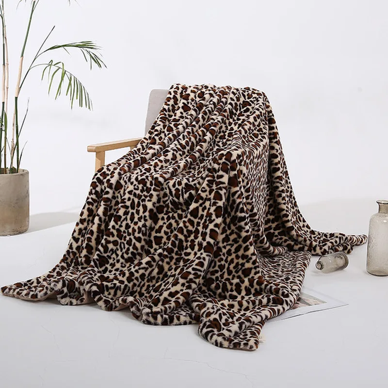 Elegantiškas Leopardo Dizaino Fuzzy Antklodė Lakštai Super Minkštu Triušio Kailio Kristalų Trumpas Pliušas Patalynė Sofa Padengti 130*160cm/160*200cm
