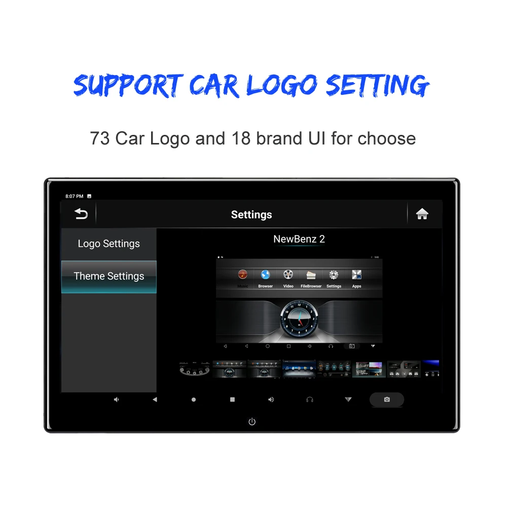 ONKAR 12.5 Colių 2GB+16GB Automobilių Pogalvių Monitorius Su Android 9.0 Octa Core 1920*1080 4k 1080P MP5 WI-fi/Bluetooth/USB/SD Kortelės