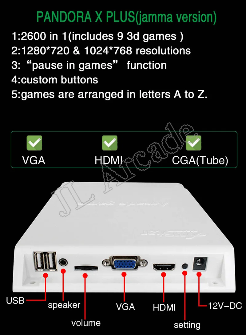 2600 1 Arcade Spelbord Jamma MAME Motherbord Arcade Kasetė 720P HD Žaidimas PCB Lenta CGA VGA HDMI uitgang