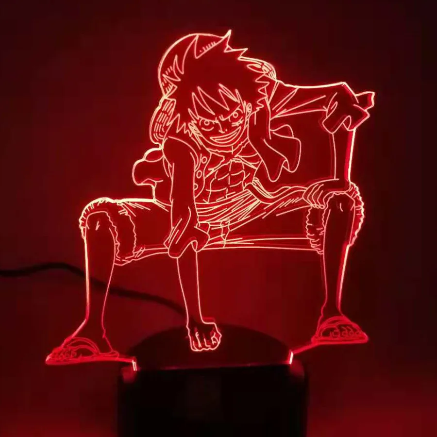 3D LED Nakties Šviesos Anime One Piece Luffy Stalo Lempa USB 7 Spalvų Aplinkoje Vaikai Miega Apšvietimas Berniukas Gimtadienio Dovanos