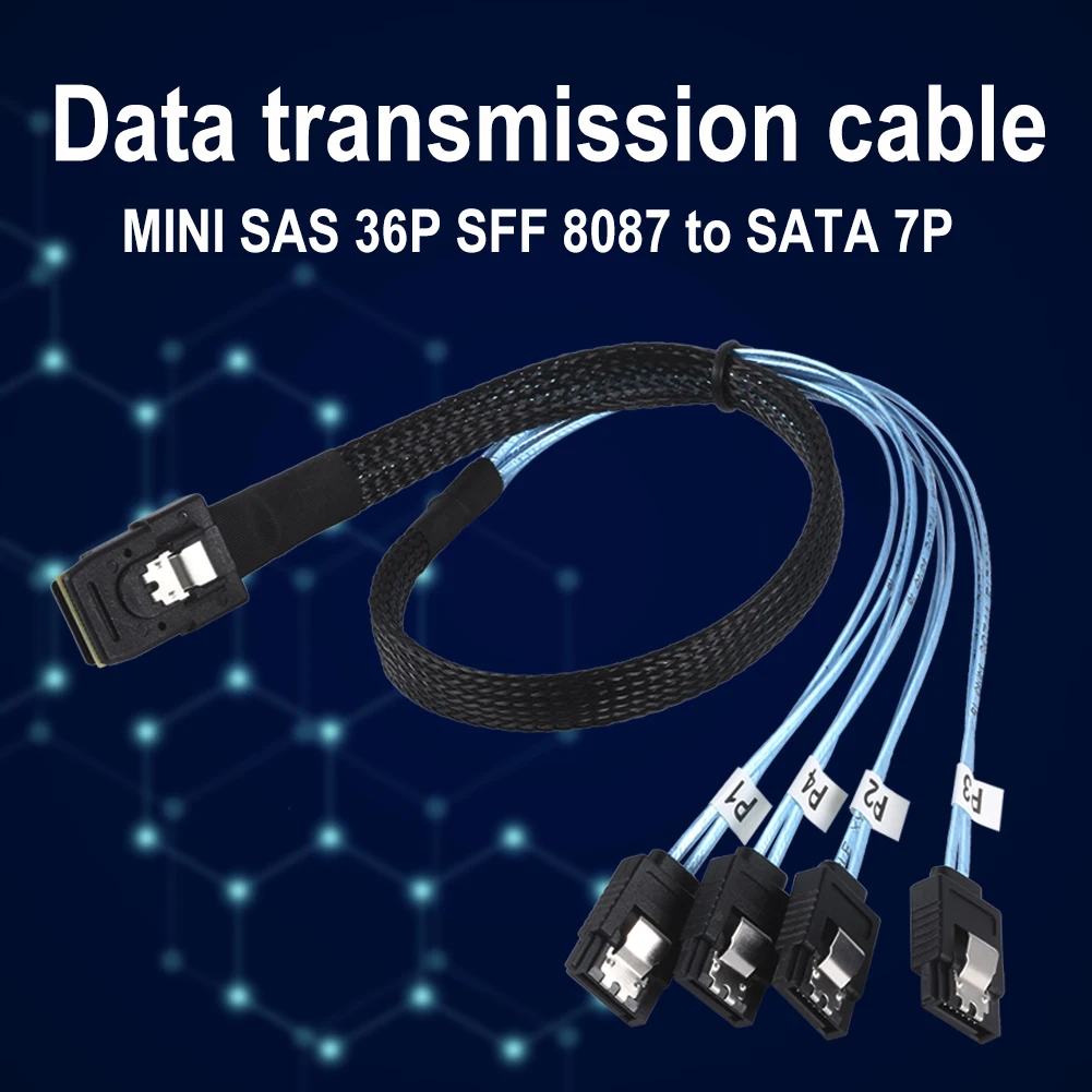 Vidaus Mini SAS SFF-8087 36-Pin 4 SATA 7-Pin Priekį Breakout Cable 12Gbps 70cm 1M Kietojo Disko Duomenų Splitteer Kabelis Laido Naujas