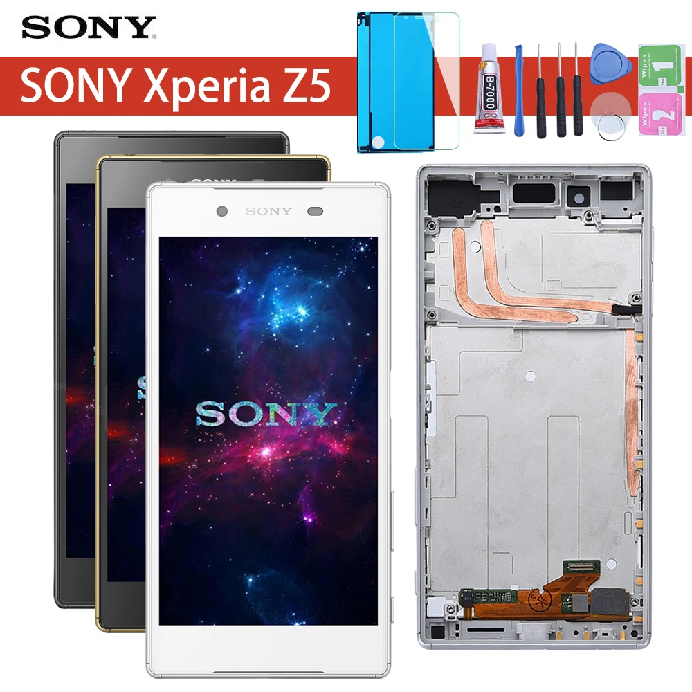 Sony Xperia Z5 E6633 E6683 LCD Ekranas Jutiklinis Ekranas skaitmeninis keitiklis komplektuojami su Rėmo Dual kortelės 1920*1080 5.2