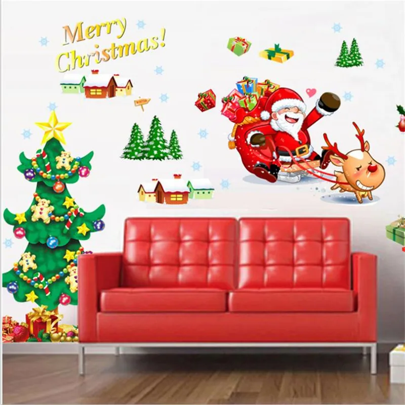 Kalėdų Senelis dovanų siena lipdukas Kalėdų tema dekoravimas sienų lipdukai vaikams kambariai namų dekoro priedai