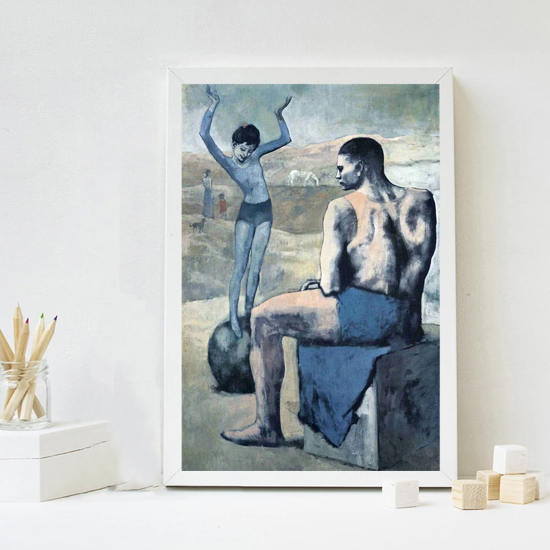 Mergaitė Ant Rutulio Picasso Sienos Menas Drobė Spausdinti Plakato ir Drobė, Tapyba, Dekoratyvinės Nuotrauką Kambarį Namų Dekoro Iliustracijos