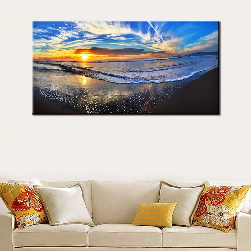60x120cm-Natūralus Saulėlydžio Galėtų Jūros Paplūdimio Kraštovaizdžio Plakatų ir grafikos Paveikslai Tapyba Sienos Meno Nuotrauką Kambarį Cuadros