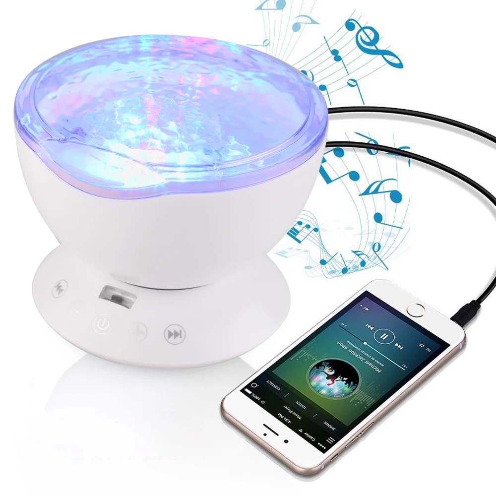 LED Nakties Šviesos Vandenyno Bangos Projektorius Žvaigždėtas Dangus Aurora Luminaria Built-in Muzikos Grotuvo USB Naujovė Lempa Kūdikis, Vaikas, Vaikai
