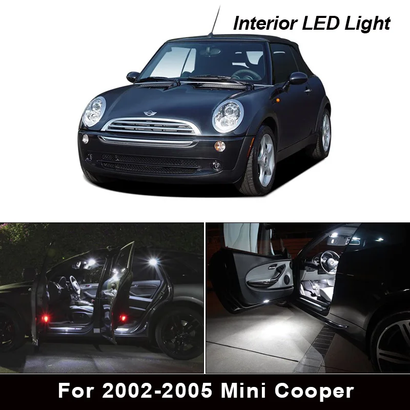 9 x Baltos LED Lemputės Interjero Rinkinys 2002 2003 2004 2005 Mini Cooper Žemėlapis Dome Licencijos numerio ženklo apšvietimo Lemputė Canbus Automobilių Reikmenys