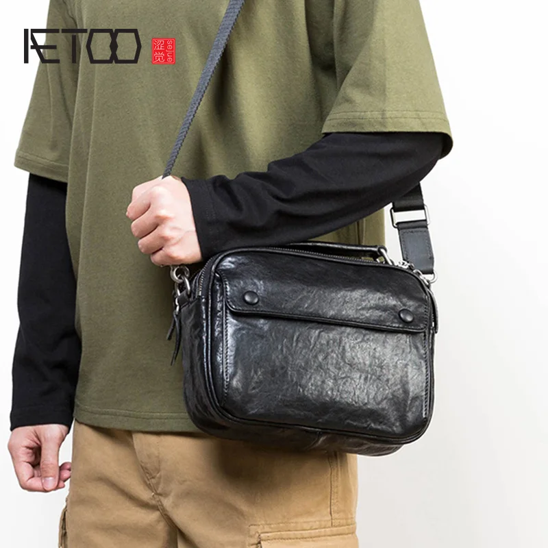 AETOO Odos krepšys, vyriški laisvalaikio viršutinis sluoksnis odos pečių maišą, asmenybės tendencija vyrų krepšys